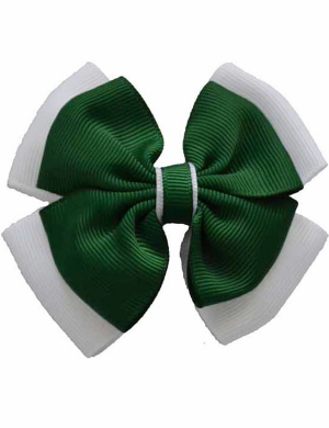 Opal Hair Clip - Bottle Green & White